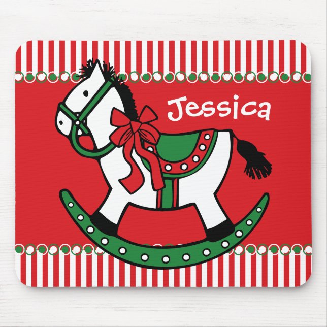 Christmas Rocking Horse Custom Mouse Mat (Front)