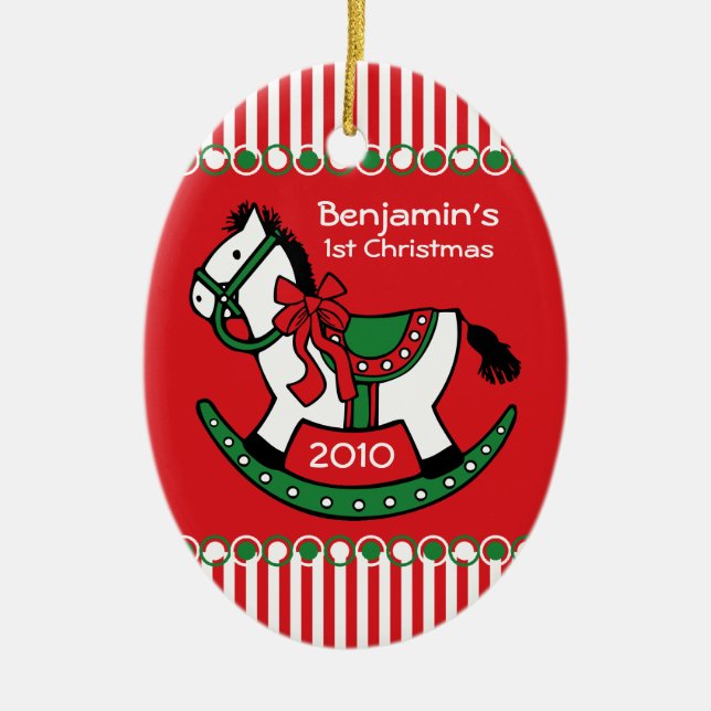 Christmas Rocking Horse Personalised Ornament (Front)