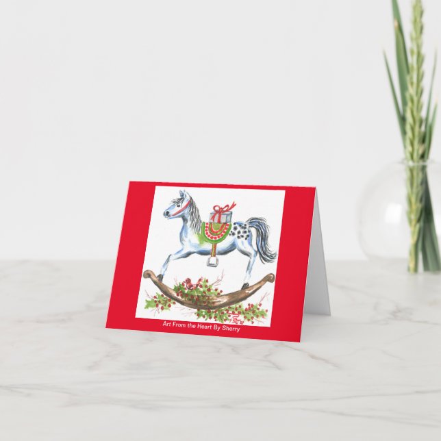 Christmas Rocking Horse With Package  Card (Front)