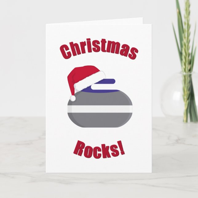 Christmas Rocks! Curling Holiday Card (Front)