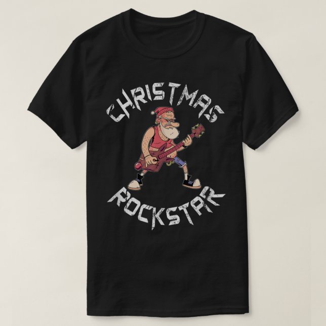 Christmas Rockstar Guitar Design T-Shirt (Design Front)