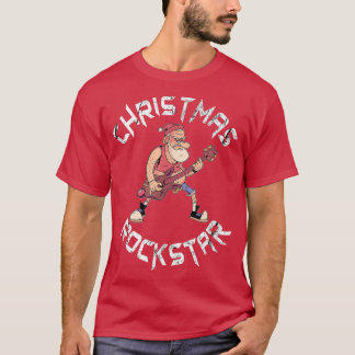 Christmas Rockstar Santa Plays The Guitar Funny Xm T-Shirt
