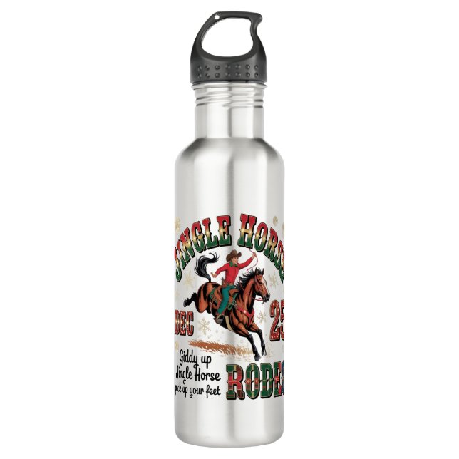 Christmas Rodeo Jingle Horse 710 Ml Water Bottle (Front)