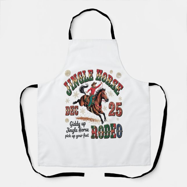 Christmas Rodeo Jingle Horse Apron (Front)