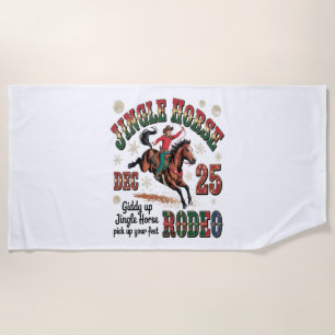 Christmas Rodeo Jingle Horse Beach Towel