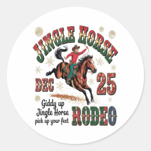 Christmas Rodeo Jingle Horse Classic Round Sticker