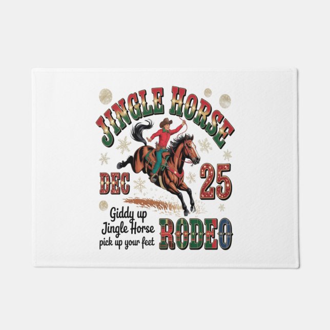 Christmas Rodeo Jingle Horse Doormat (Front)