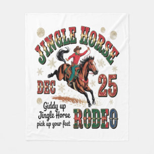 Christmas Rodeo Jingle Horse Fleece Blanket