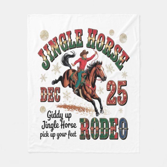Christmas Rodeo Jingle Horse Fleece Blanket (Front)