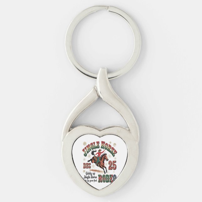Christmas Rodeo Jingle Horse Key Ring (Front)