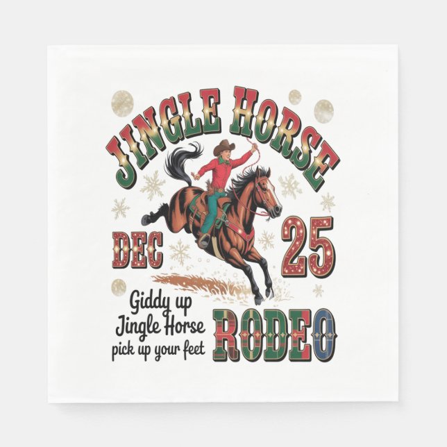 Christmas Rodeo Jingle Horse Napkin (Front)