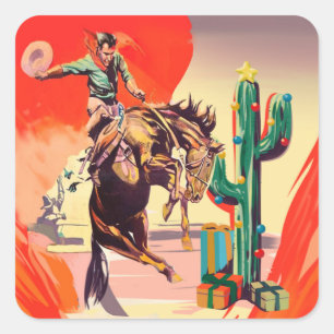 Christmas Rodeo Square Sticker