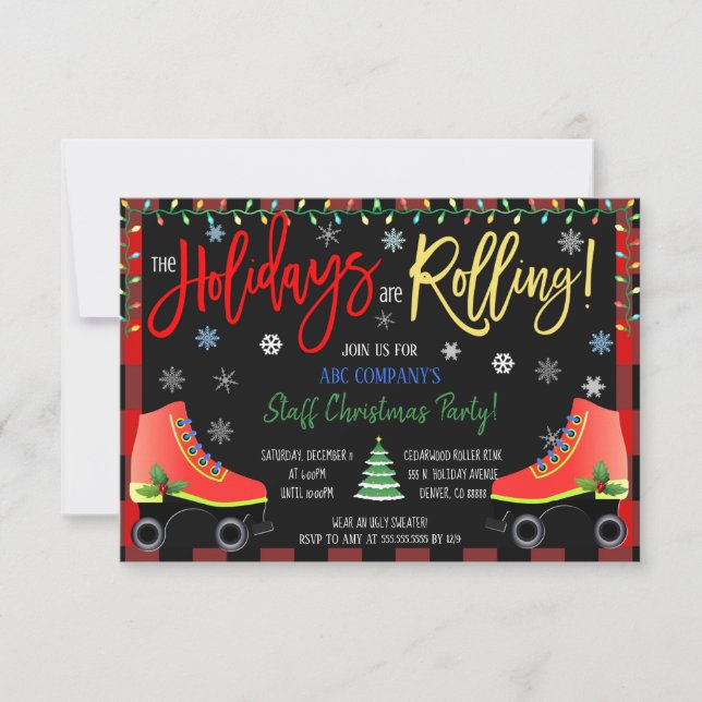 Christmas Roller Skating Party Invitation (Front)