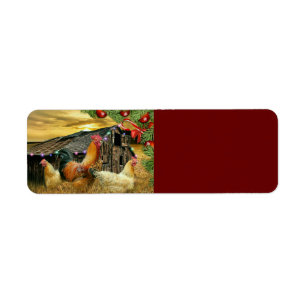 Christmas Rooster Hen Barn Coop Farm