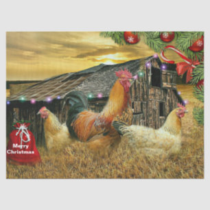 Christmas Rooster Hen Barn Coop Farm Tissue Paper