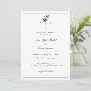 Christmas Rose Crest Modern Romance Winter Wedding Invitation