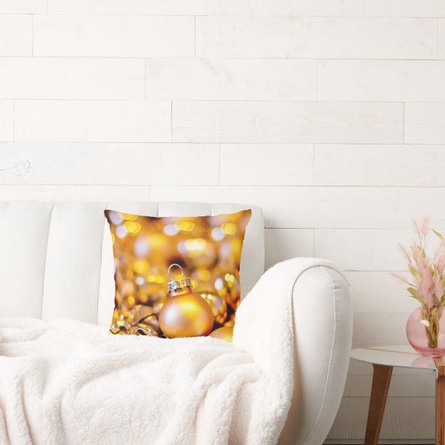 Christmas Rose Gold Baubles Cushion (Couch)