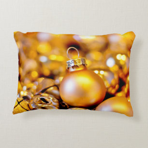 Christmas Rose Gold Baubles Decorative Cushion