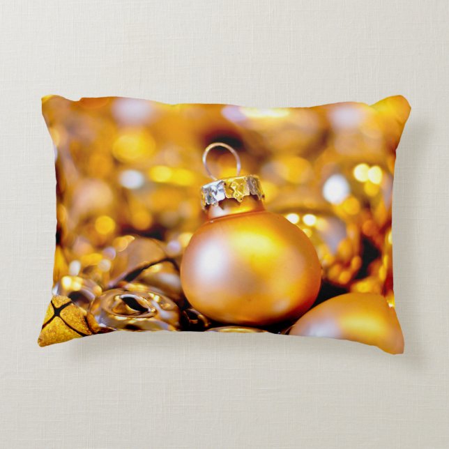Christmas Rose Gold Baubles Decorative Cushion (Back)