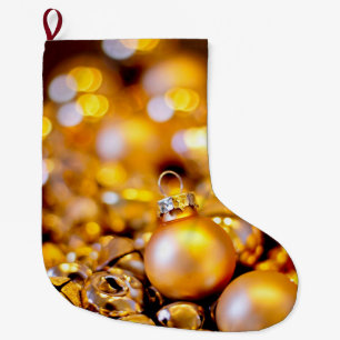 Christmas Rose Gold Baubles Large Christmas Stocking