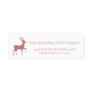 Christmas Rose Gold Pink Faux Glitter Reindeer