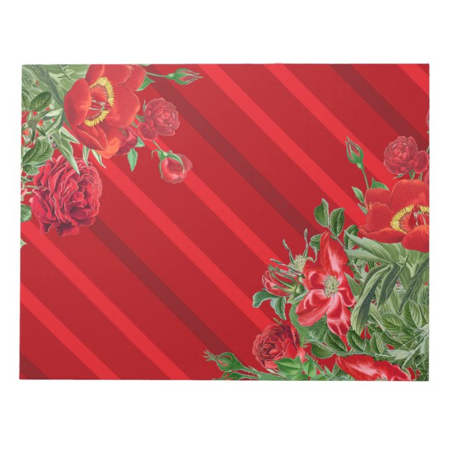 Christmas Rose Peony Flowers Floral Note Pad (Front)