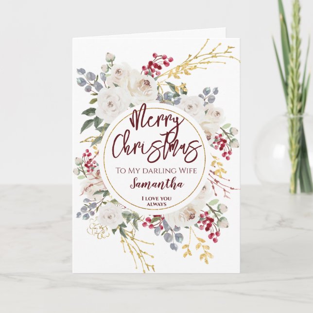 Christmas Rose Wife Holiday Card (Front)