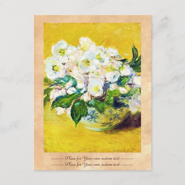 Christmas Roses Claude Monet flowers floral paint Holiday Postcard (Front)