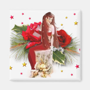 Christmas Roses, magnet