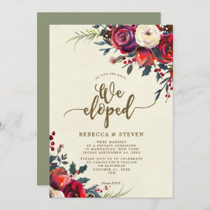 christmas roses modern we eloped invitation