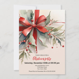 Christmas Roses Watercolor Flat Holiday Card