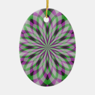 Christmas Rosettes in Purple, Green and Black Ceramic Tree Decoration