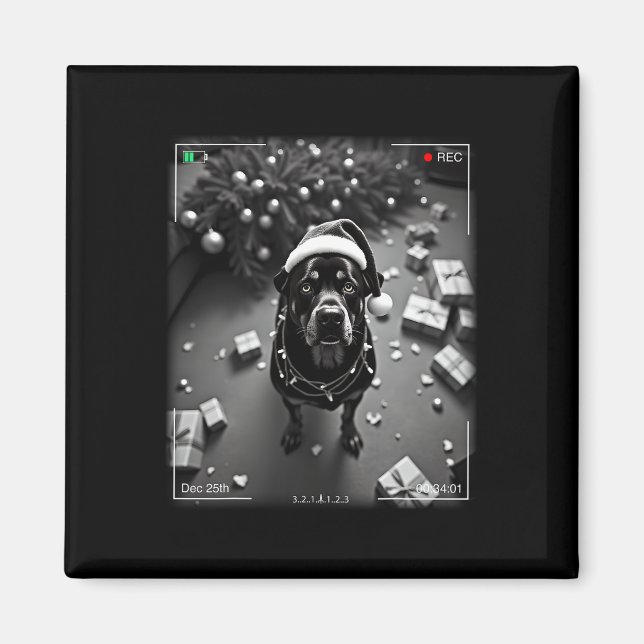 Christmas Rottweiler Caught On Camera  Magnet (Front)