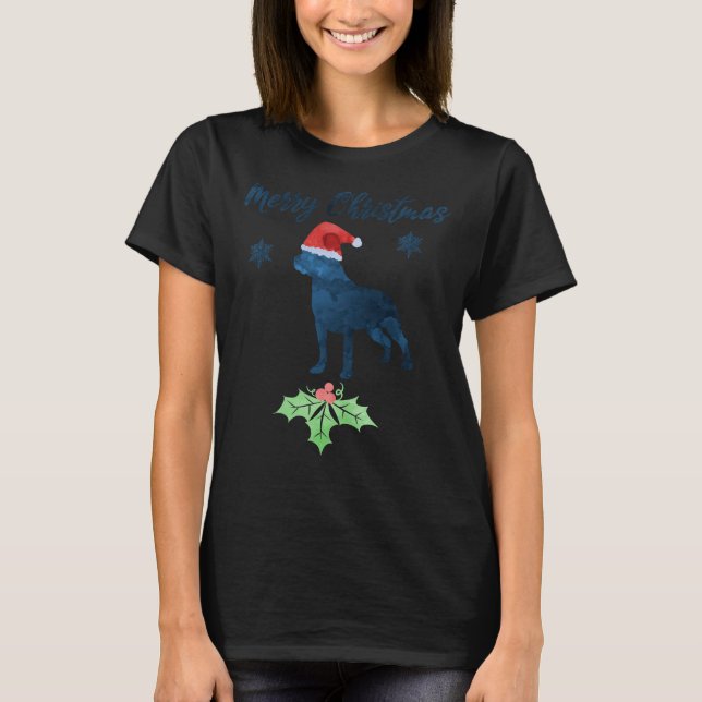 Christmas Rottweiler Dog Artwork Santa Hat T-Shirt (Front)