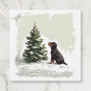 Christmas Rottweiler Dog Christmas Tree Favour Tags