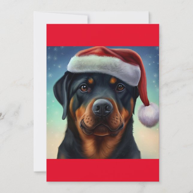 Christmas Rottweiler Dog Gift T-Shirt Holiday Card (Front)