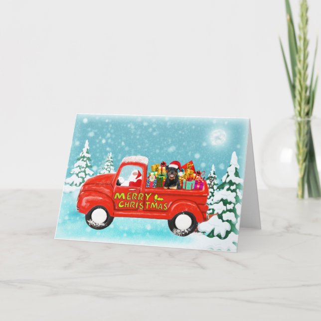 Christmas Rottweiler Dog gifts delivery truck Card (Front)