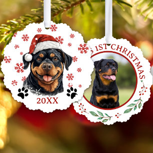 Christmas Rottweiler Dog Personalised Tree Decoration Card