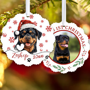 Christmas Rottweiler Dog Personalised Tree Decoration Card