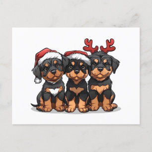 Christmas Rottweiler Dog Santa Holiday Postcard