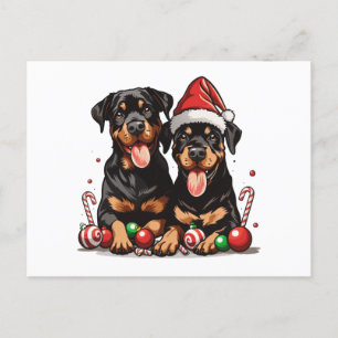 Christmas Rottweiler Dog Santa Holiday Postcard