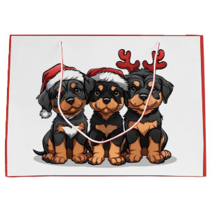 Christmas Rottweiler Dog Santa Large Gift Bag