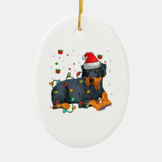 Christmas Rottweiler Dog Santa Xmas Light Ceramic Tree Decoration