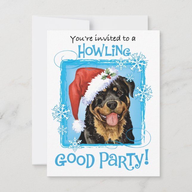 Christmas Rottweiler Holiday Invitation (Front)