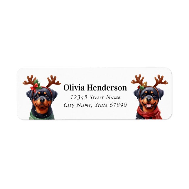 Christmas Rottweiler Return Address Labels (Front)