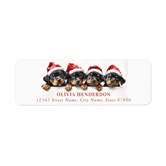 Christmas Rottweiler Return Address Labels (Front)