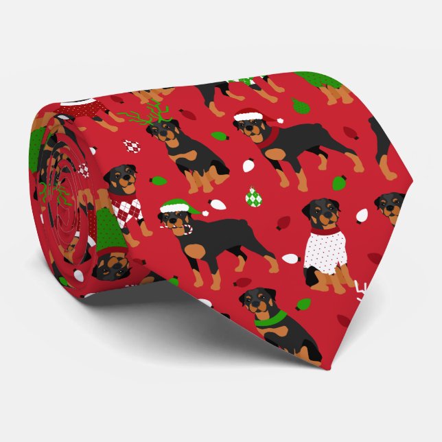 Christmas Rottweiler Tie (Rolled)