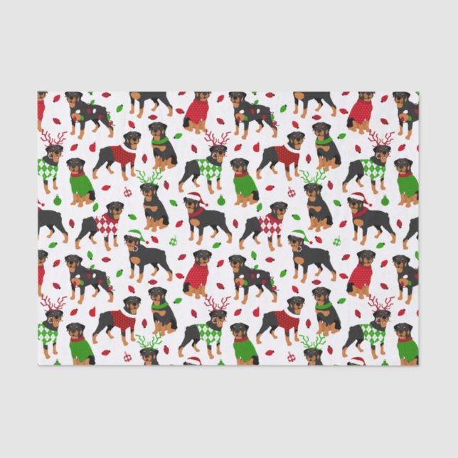 Christmas Rottweiler Tissue Paper (Front)