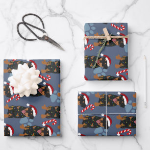 Christmas Rottweiler Wrapping Paper Sheet