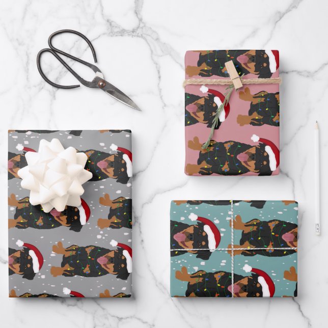 Christmas Rottweiler  Wrapping Paper Sheet (Front)